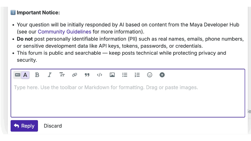 Mentioning users in the Maya Developer Forum